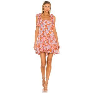 Sundress Pipp & Floral Pompom Smocked Ruffle Dress, size XS/S